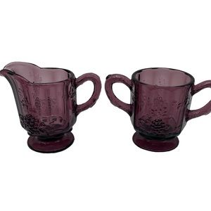 Westmoreland amethyst purple sugar bowl and creamer
